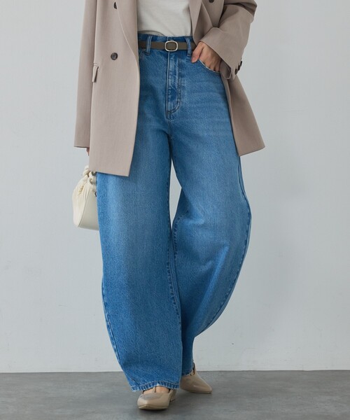 abahouse mavie（アバハウスマヴィ）の「【オリジナル】ウォッシュドバレルジーンズ/大人カジュアル/カーブパンツ/春服（デニムパンツ・レディース・グレー/ライトブルー/サックスブルー・36/38/40）」の22枚目の写真