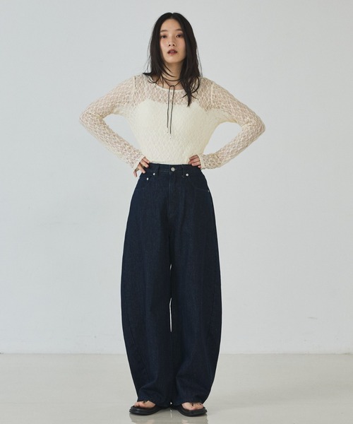 abahouse mavie（アバハウスマヴィ）の「ウォッシュドバレルデニムパンツ（デニムパンツ・レディース・グレー/ライトブルー/サックスブルー/ネイビー・36/38/40）」の10枚目の写真