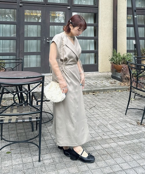 AS KNOW AS plus(アズノゥアズプラス)の「〇2点セットアイテム シアーインナー ロングジレ風ワンピース /オケージョン対応(ドレス)(ワンピース・レディース・グレイッシュベージュ/ブラック・FREE)」の15枚目の写真