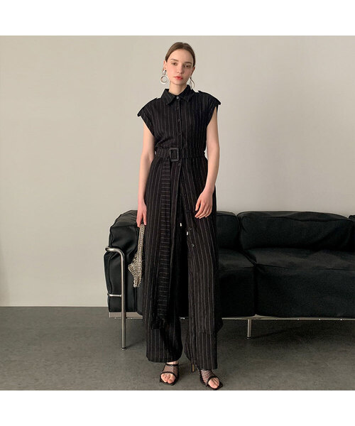 VASCARA(バスカラ)の「Stripe Banding Wide Slacks (2colors)(スラックス・レディース・ブラック・FREE)」の1枚目の写真