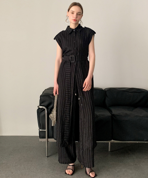 VASCARA(バスカラ)の「Stripe Banding Wide Slacks (2colors)(スラックス・レディース・ブラック・FREE)」の3枚目の写真