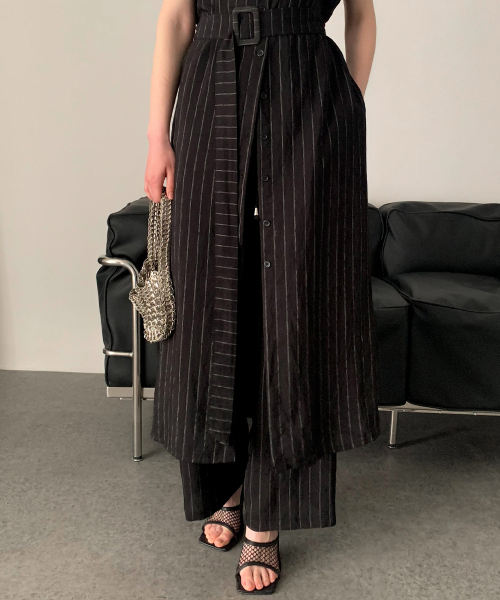 VASCARA(バスカラ)の「Stripe Banding Wide Slacks (2colors)(スラックス・レディース・ブラック・FREE)」の4枚目の写真