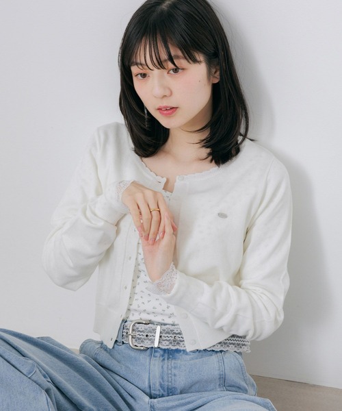 Heather(ヘザー)の「モチーフスカラップカーディガン 656619(カーディガン/ボレロ・レディース・グレー/アイボリー/イエロー/オレンジ・FREE)」の6枚目の写真