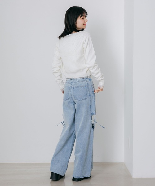 Heather(ヘザー)の「モチーフスカラップカーディガン 656619(カーディガン/ボレロ・レディース・グレー/アイボリー/イエロー/オレンジ・FREE)」の9枚目の写真