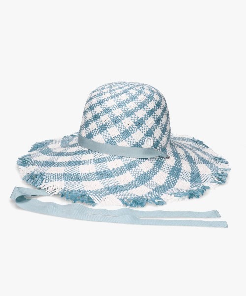 Chapeau d' O(シャポードオー)の「Chapeau d' O PA Gingham Fringe Hat / シャポードオー(ハット・レディース・ライトブルー/ブラウン/ピンク・M/57.5cm)」の1枚目の写真