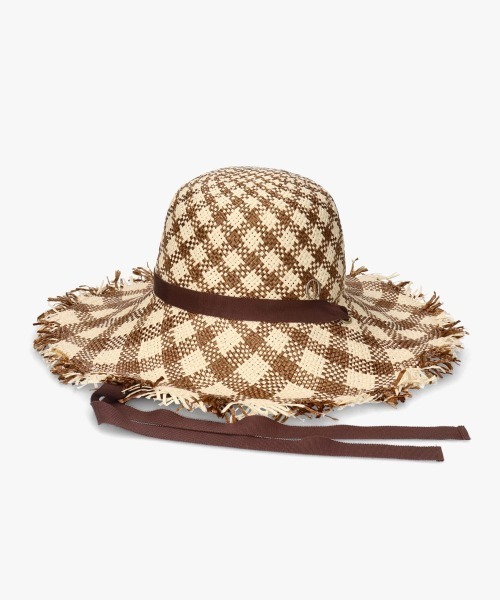 Chapeau d' O(シャポードオー)の「Chapeau d' O PA Gingham Fringe Hat / シャポードオー(ハット・レディース・ライトブルー/ブラウン/ピンク・M/57.5cm)」の10枚目の写真