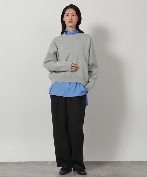 LAKOLE（ラコレ）の「ソフトコットン刺繍ロゴニット / 639737（ニット/セーター・レディース・グレー/クリアイエロー/ピンク/ネイビー・FREE）」の11枚目の写真