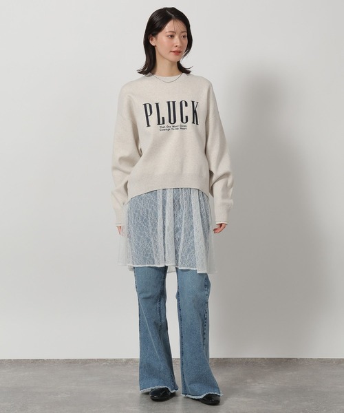 LAKOLE（ラコレ）の「ソフトコットン刺繍ロゴニット / 639737（ニット/セーター・レディース・グレー/クリアイエロー/ピンク/ネイビー・FREE）」の20枚目の写真