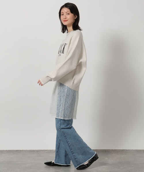 LAKOLE（ラコレ）の「ソフトコットン刺繍ロゴニット / 639737（ニット/セーター・レディース・グレー/クリアイエロー/ピンク/ネイビー・FREE）」の21枚目の写真