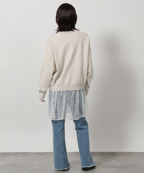 LAKOLE（ラコレ）の「ソフトコットン刺繍ロゴニット / 639737（ニット/セーター・レディース・グレー/クリアイエロー/ピンク/ネイビー・FREE）」の22枚目の写真