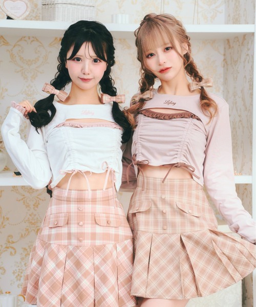 LAFARY(ラファリー)の「フラップチェックプリーツスカート(スカート・レディース・ベージュ/ピンク/ブラック・FREE)」の5枚目の写真