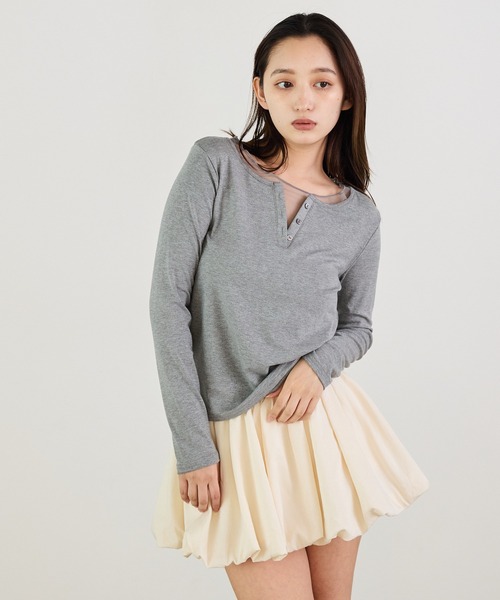 Siel(シエル)の「シアレイヤードヘンリーカットソー(Tシャツ/カットソー・レディース・ホワイト/グレー/ブラック・FREE)」の16枚目の写真