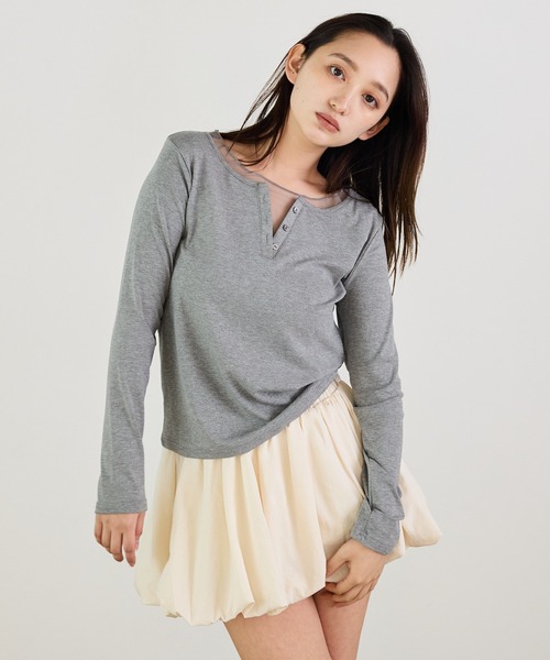 Siel(シエル)の「シアレイヤードヘンリーカットソー(Tシャツ/カットソー・レディース・ホワイト/グレー/ブラック・FREE)」の17枚目の写真