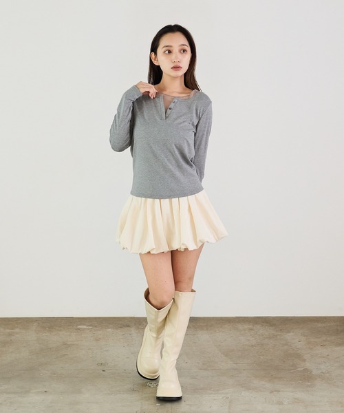Siel(シエル)の「シアレイヤードヘンリーカットソー(Tシャツ/カットソー・レディース・ホワイト/グレー/ブラック・FREE)」の11枚目の写真