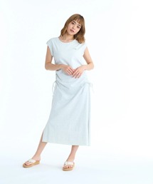 ROXY ウィメンズ LOOK OUT サイドシャーリング ワンピース 【2026年春夏モデル】/ロキシーロング丈ノースリーブワンピース