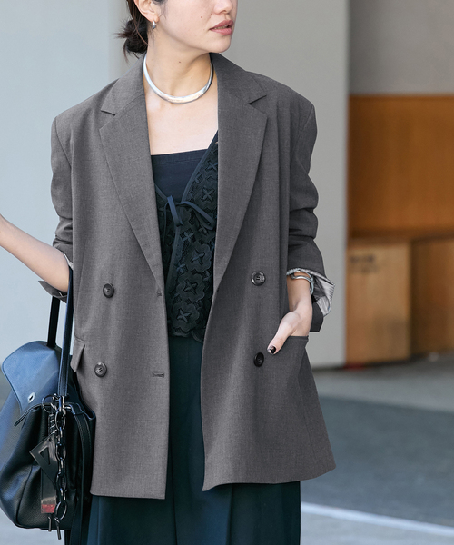 JOURNAL STANDARD（ジャーナルスタンダード）の「《追加2》2WAYトロジャケット（テーラードジャケット・レディース・チャコールグレー/ブラック/ネイビー・FREE）」の20枚目の写真