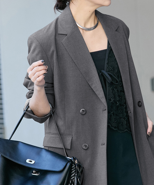 JOURNAL STANDARD（ジャーナルスタンダード）の「《追加2》2WAYトロジャケット（テーラードジャケット・レディース・チャコールグレー/ブラック/ネイビー・FREE）」の19枚目の写真