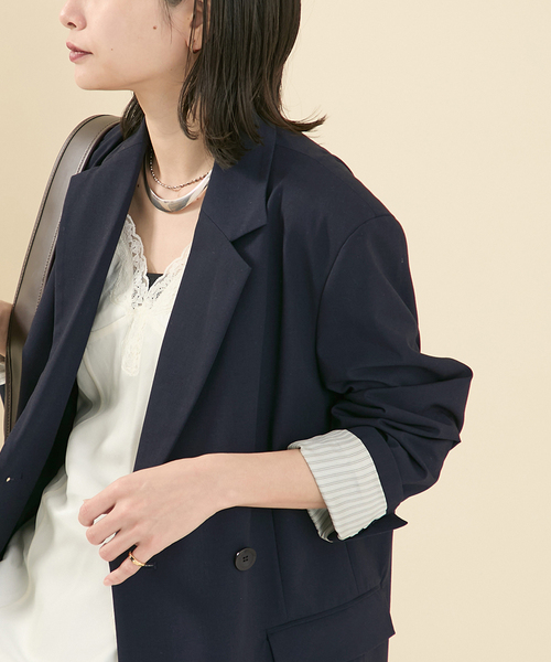 JOURNAL STANDARD（ジャーナルスタンダード）の「《追加2》2WAYトロジャケット（テーラードジャケット・レディース・チャコールグレー/ブラック/ネイビー・FREE）」の4枚目の写真