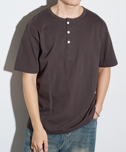Healthknit（ヘルスニット）の「【Healthknit】26SS TOMPKINS Jersey Henleyneck S/S 212（Tシャツ/カットソー・メンズ・ネイビー/ホワイト/ブラック/ヘザーグレー・M/L/XL）」の12枚目の写真