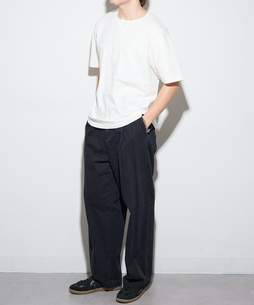 Healthknit（ヘルスニット）の「【Healthknit】26SS TOMPKINS Jersey Henleyneck S/S 212（Tシャツ/カットソー・メンズ・ネイビー/ホワイト/ブラック/ヘザーグレー・M/L/XL）」の9枚目の写真