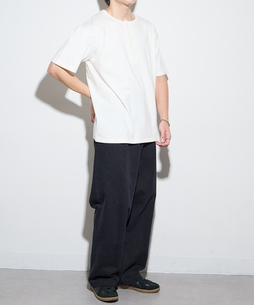 Healthknit（ヘルスニット）の「【Healthknit】26SS TOMPKINS Jersey Henleyneck S/S 212（Tシャツ/カットソー・メンズ・ネイビー/ホワイト/ブラック/ヘザーグレー・M/L/XL）」の8枚目の写真