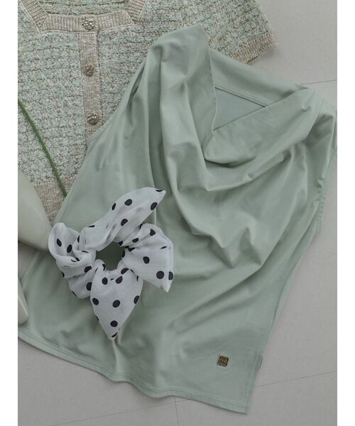 LAGUNAMOON(ラグナムーン)の「【接触冷感】オフショルドレープカットトップス(Tシャツ/カットソー・レディース・ブラック/ホワイト/その他1/ミント・FREE)」の6枚目の写真