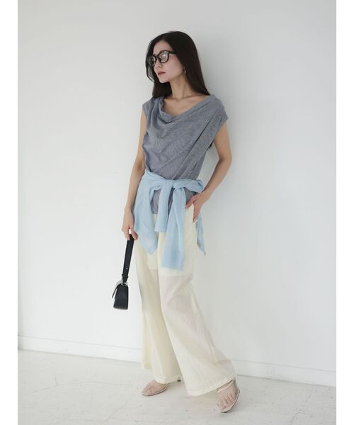 LAGUNAMOON(ラグナムーン)の「【接触冷感】オフショルドレープカットトップス(Tシャツ/カットソー・レディース・ブラック/ホワイト/その他1/ミント・FREE)」の13枚目の写真