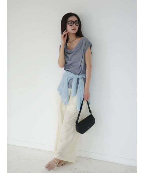 LAGUNAMOON(ラグナムーン)の「【接触冷感】オフショルドレープカットトップス(Tシャツ/カットソー・レディース・ブラック/ホワイト/その他1/ミント・FREE)」の14枚目の写真