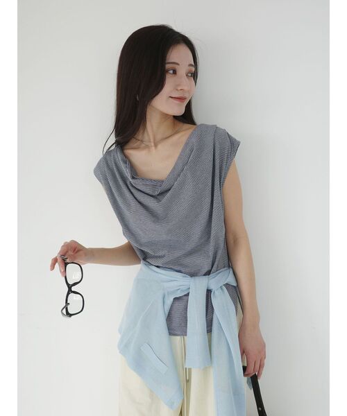 LAGUNAMOON(ラグナムーン)の「【接触冷感】オフショルドレープカットトップス(Tシャツ/カットソー・レディース・ブラック/ホワイト/その他1/ミント・FREE)」の4枚目の写真