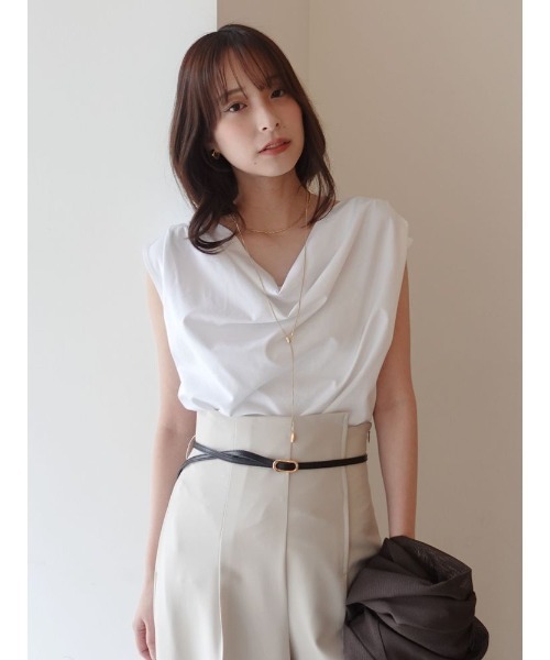 LAGUNAMOON(ラグナムーン)の「【接触冷感】オフショルドレープカットトップス(Tシャツ/カットソー・レディース・ブラック/ホワイト/その他1/ミント・FREE)」の1枚目の写真