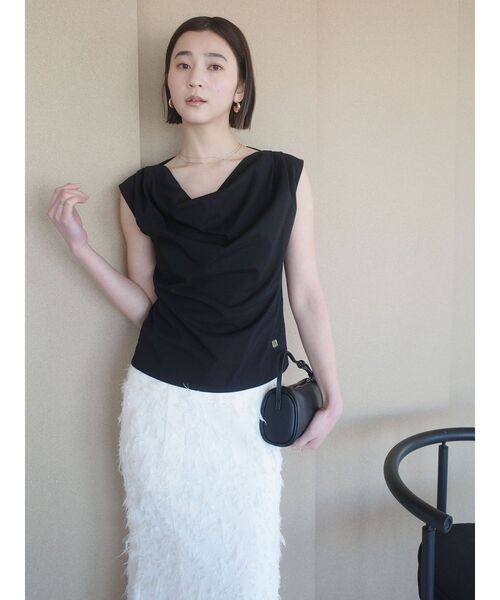 LAGUNAMOON(ラグナムーン)の「【接触冷感】オフショルドレープカットトップス(Tシャツ/カットソー・レディース・ブラック/ホワイト/その他1/ミント・FREE)」の2枚目の写真