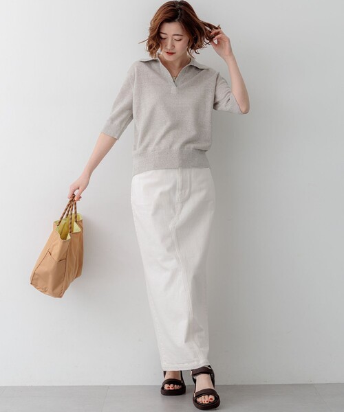 23区(ニジュウサンク)の「ピュアリネン スキッパー ポロニット(ニット/セーター・レディース・ブルー系/レッド系/ネイビー系/ベージュ系・38)」の16枚目の写真