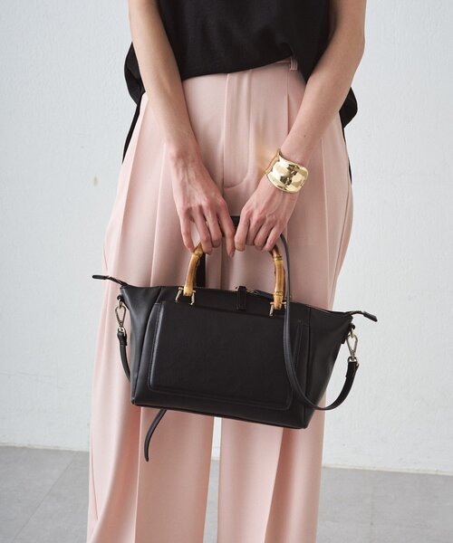 LOUNGEDRESS（ラウンジドレス）の「【GALENA/ガレナ】バンブーハンドルBag（トートバッグ・レディース・ブラウン/ブラック・FREE）」の3枚目の写真