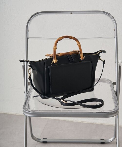 LOUNGEDRESS（ラウンジドレス）の「【GALENA/ガレナ】バンブーハンドルBag（トートバッグ・レディース・ブラウン/ブラック・FREE）」の4枚目の写真