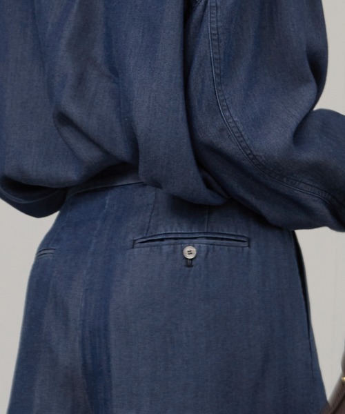 SALON adam et rope'(サロン アダム エ ロペ)の「デニムライクタックフォルムワイドパンツ / セットアップ対応(スラックス・レディース・ブルー系その他4/サックスブルー・M/S)」の20枚目の写真