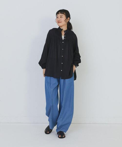 conges payes ADIEU TRISTESSE（コンジェ ペイエ アデュートリステス）の「モスリンラウンドタックブラウス（シャツ/ブラウス・レディース・ピンク/オフホワイト/ブラック・38）」の10枚目の写真