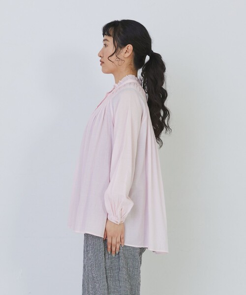 conges payes ADIEU TRISTESSE(コンジェ ペイエ アデュートリステス)の「モスリンラウンドタックブラウス(シャツ/ブラウス・レディース・ピンク/オフホワイト/ブラック・38)」の9枚目の写真