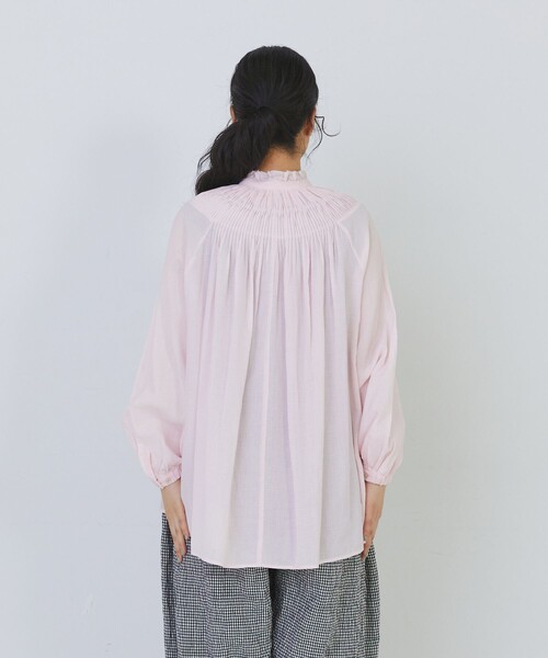 conges payes ADIEU TRISTESSE(コンジェ ペイエ アデュートリステス)の「モスリンラウンドタックブラウス(シャツ/ブラウス・レディース・ピンク/オフホワイト/ブラック・38)」の10枚目の写真