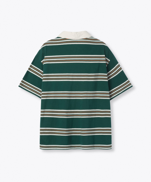 MUSINSA STANDARD KIDS（ムシンサスタンダードキッズ）の「マルチストライプ半袖ラグビーシャツ1 [グリーン]（Tシャツ/カットソー・レディース・その他・100/110/120/130/140/150/160）」の3枚目の写真