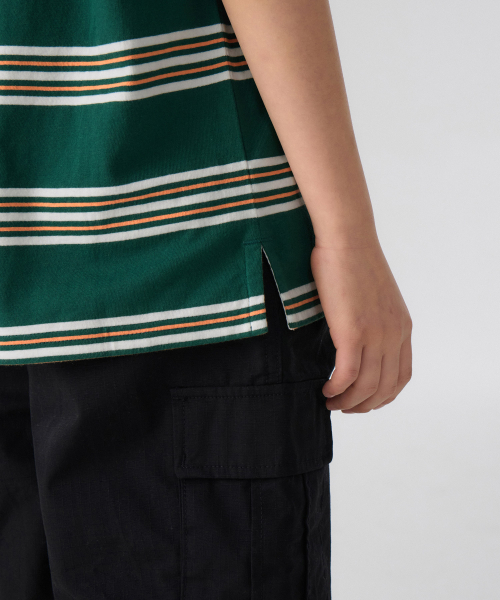 MUSINSA STANDARD KIDS（ムシンサスタンダードキッズ）の「マルチストライプ半袖ラグビーシャツ1 [グリーン]（Tシャツ/カットソー・レディース・その他・100/110/120/130/140/150/160）」の7枚目の写真