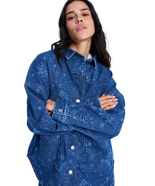 ROXY(ロキシー)の「ROXY ウィメンズ KICK BACK WASHED DENIM 長袖シャツ 【2026年春夏モデル】/ロキシー花柄デニムシャツ(シャツ/ブラウス・レディース・ネイビー・SMALL/MEDIUM)」の13枚目の写真
