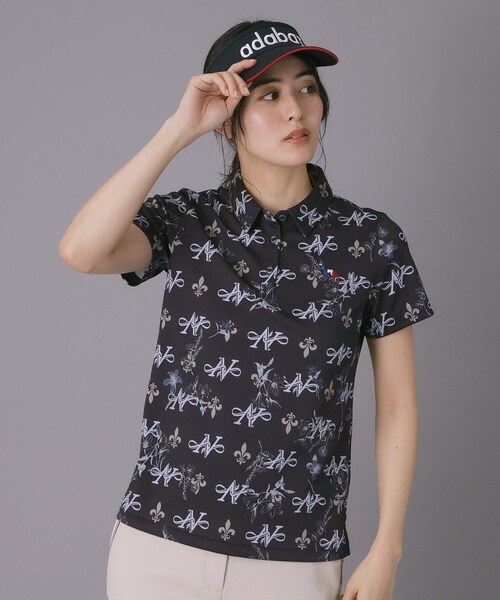 adabat（アダバット）の「【ADABAT NAVY】ロゴモノグラムプリント半袖ポロシャツ（ポロシャツ・レディース・ネイビー系/ピンク系1・42/40/38）」の2枚目の写真