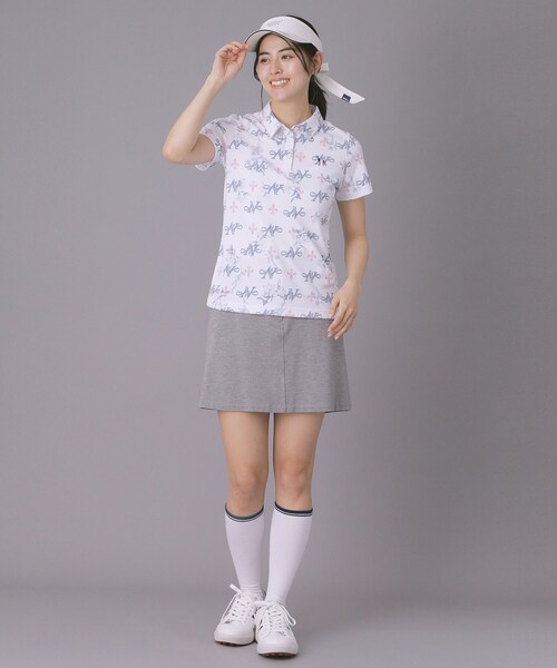 adabat（アダバット）の「【ADABAT NAVY】ロゴモノグラムプリント半袖ポロシャツ（ポロシャツ・レディース・ネイビー系/ピンク系1・42/40/38）」の4枚目の写真