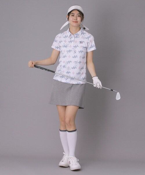 adabat（アダバット）の「【ADABAT NAVY】ロゴモノグラムプリント半袖ポロシャツ（ポロシャツ・レディース・ネイビー系/ピンク系1・42/40/38）」の5枚目の写真