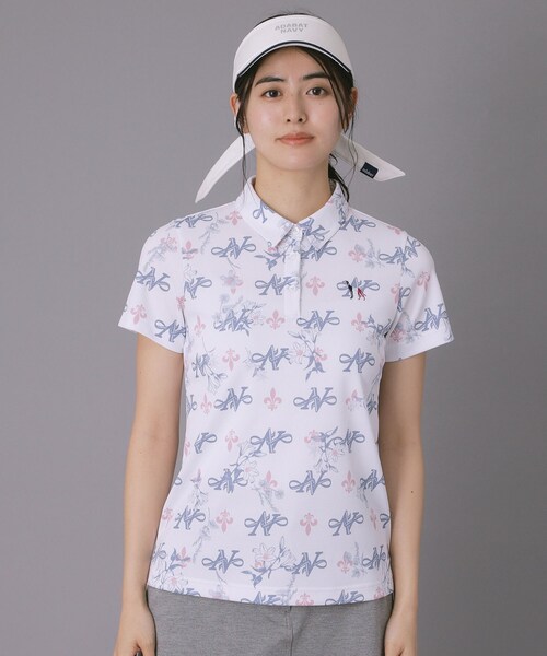 adabat（アダバット）の「【ADABAT NAVY】ロゴモノグラムプリント半袖ポロシャツ（ポロシャツ・レディース・ネイビー系/ピンク系1・42/40/38）」の11枚目の写真