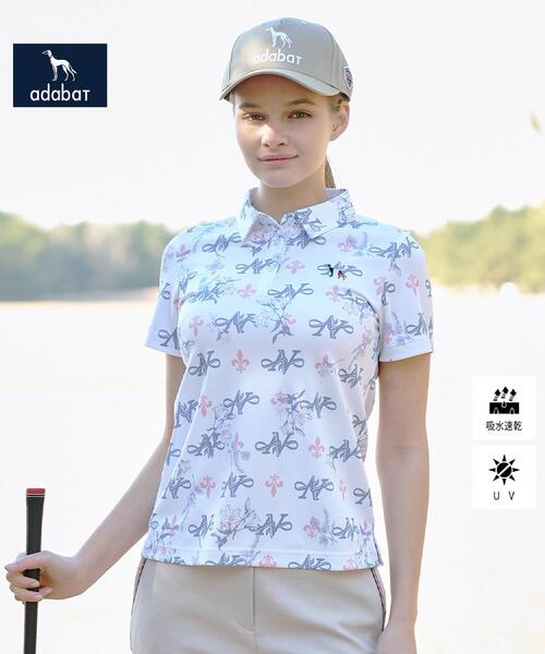 adabat(アダバット)の「【ADABAT NAVY】吸水速乾/UVカット ロゴモノグラムプリント半袖ポロシャツ(ポロシャツ・レディース・ネイビー系/ピンク系1・42/40/38)」の4枚目の写真