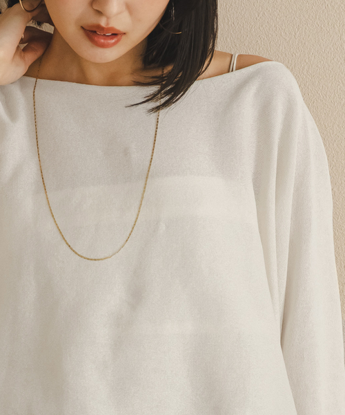 Noble(ノーブル)の「シアードレープケープ(ニット/セーター・レディース・ホワイト/ピンク系その他/ブラック・FREE)」の4枚目の写真