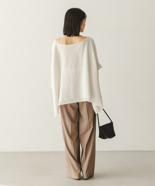 Noble(ノーブル)の「シアードレープケープ(ニット/セーター・レディース・ホワイト/ピンク系その他/ブラック・FREE)」の7枚目の写真