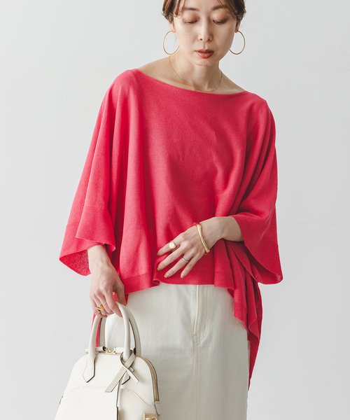 Noble(ノーブル)の「シアードレープケープ(ニット/セーター・レディース・ホワイト/ピンク系その他/ブラック・FREE)」の19枚目の写真