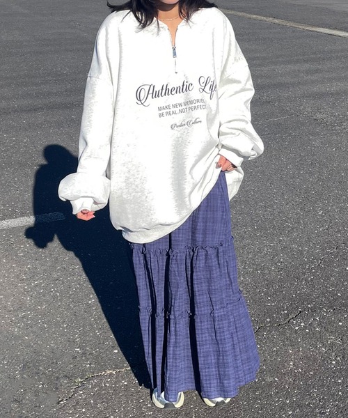 CRB(シーアールビー)の「チェックティアードロングスカート(スカート・レディース・ブラック/ブルー・F)」の6枚目の写真